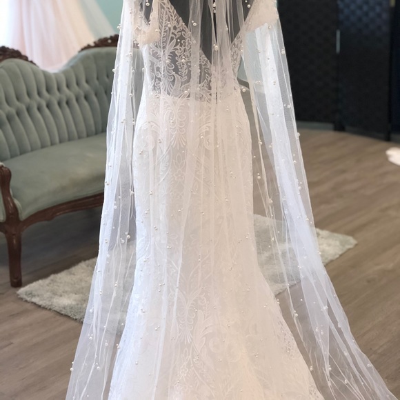 Pearl cathedral wedding veil custom vintage Long main image 3